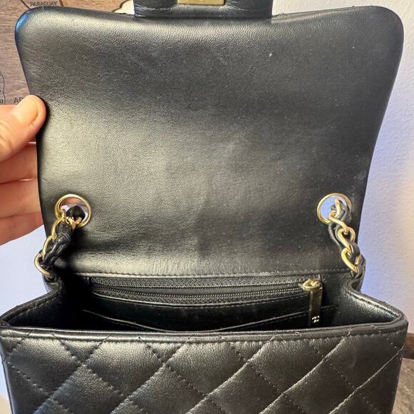 Chanel Black Lambskin Square Mini Flap GHW Authentic CoA - Picture 6 of 11